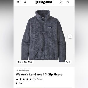 Patagonia Los Gatos Blue Sherpa quarter zip EUC